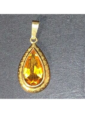 Women's K&L Germany Gold Tone Orange Teardrop necklace Pendant